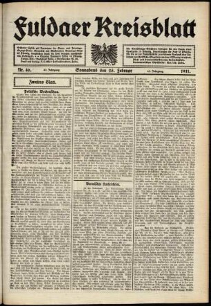 Zweite Ausgabe vom Samstag, den 25. Februar 1911.