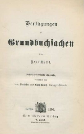 Verfügungen in Grundbuchsachen