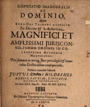 Disp. inaug. de dominio