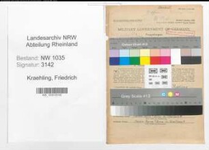 Entnazifizierung Friedrich Kraehling , geb. 26.01.1893 (Kaufmaennischer Angestellter)