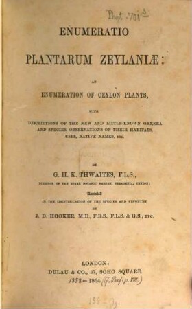 Enumeratio plantarum Zeylaniae