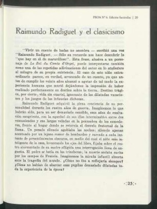 Raimundo Radiguet y el clasicismo