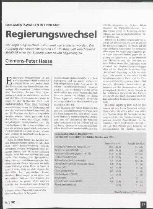 Parlamentswahlen in Finnlnd: Regierungswechsel