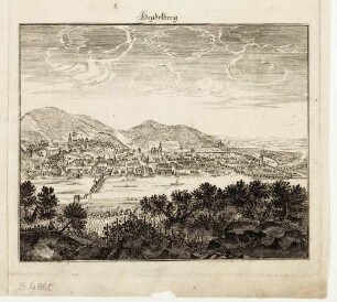 Heidelberg, Blick auf Stadt und Schloss vom Heiligenberg aus