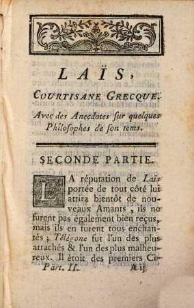 Histoire De Laïs, Courtisane Grecque : Avec des Anecdotes sur quelques Philosophes de son tems, 2