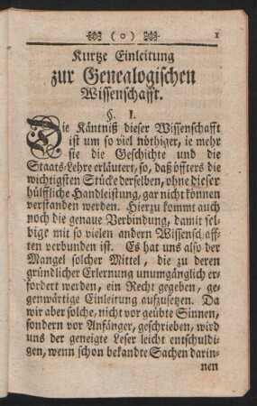 Kurtze Einleitung zur Genealogischen Wissenschafft.