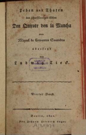 Leben und Thaten des scharfsinnigen Edlen Don Quixote von la Mancha, 4