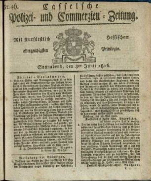 Nr. 46, Sonnabend, den 8ten Junii 1816