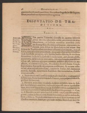 Disputatio De Traditionibus.