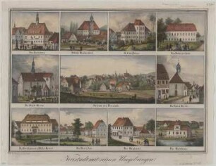 Ansicht von Neustadt, Lithographie, um 1860 : Frank, Gustav : Neustadt mit seinen Umgebungen / nach der Natur gez. von Gustav Frank. - Meissen : Goedsche u. Steinmetz , [ca. 1860]. - 1 Kunstblatt : col. Lithogr. , 42 x 31 cm