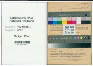 Entnazifizierung Paul Seliger , geb. 19.08.1898 (Postschaffner)