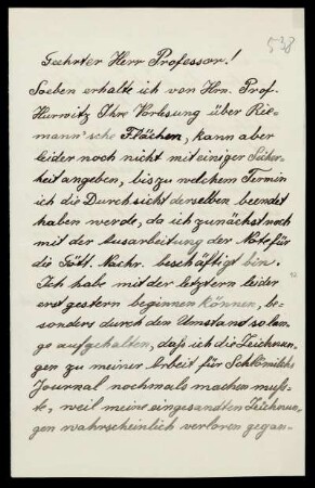 Nr. 2: Brief von Ernst Ritter an Felix Klein, Kassel, 1891 - 1892