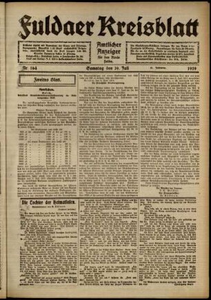 Zweite Ausgabe vom Samstag, den 19. Juli 1919.