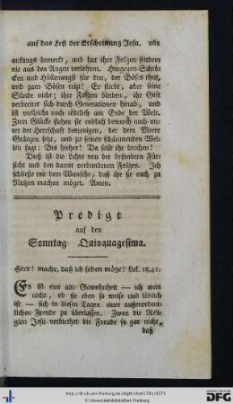 Auf den Sonntag Quinquagesima - Auf den zweiten Fastensonntag.