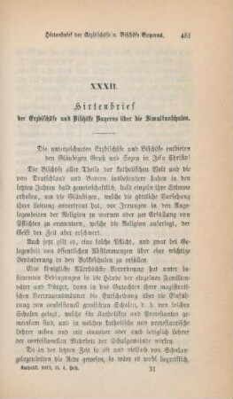 481-492 Hirtenbrief der Erzbischöfe und Bischöfe Bayerns über die Simultanschulen