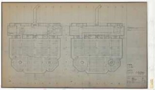 Zentralbibliothek der Landbauwissenschaft, Bonn Neubau: Grundrisse, 2. KG, 1. KG, 1:100