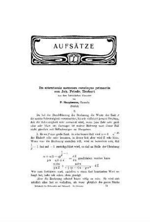 De attentionis mensur causisque primariss von Joh. Friedr. Herbart : (Schluß)