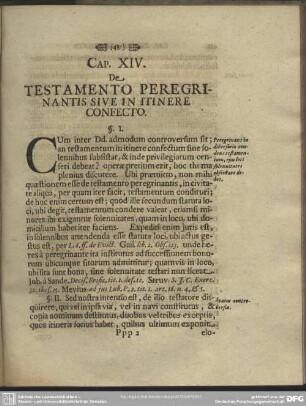 Caput XIV. De Testamento Peregrinantis Sive In Itinere Confecto