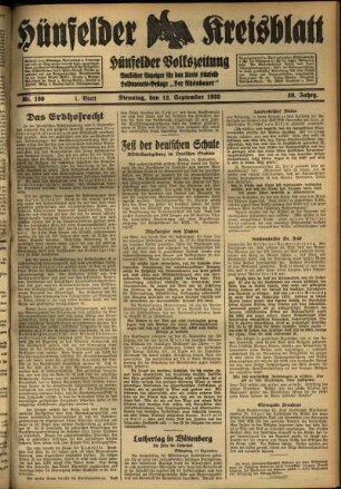 Erste Ausgabe vom Dienstag, den 12. September 1933.