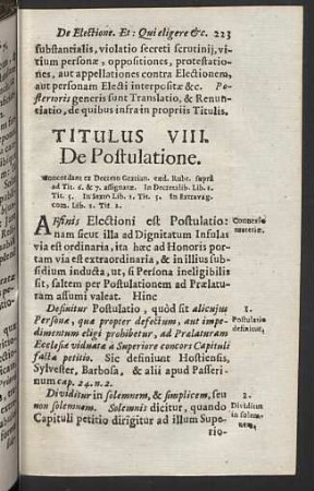 Titulus VIII. De Postulatione.