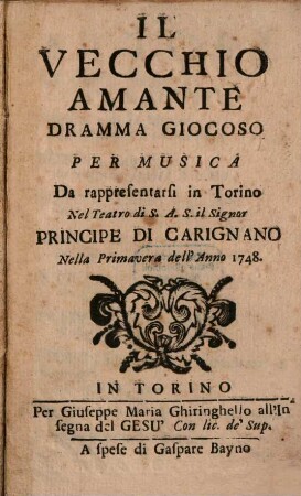 Il vecchio amante : Dramma giocoso per musica