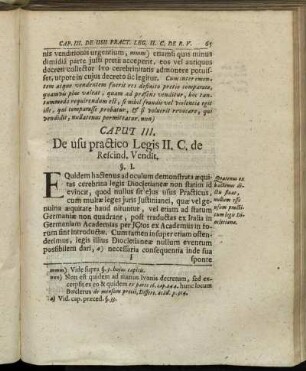 Caput III. De usu practico Legis II. C. de Rescind. Vendit.
