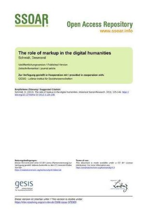 The role of markup in the digital humanities