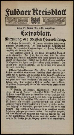 Zweite Ausgabe vom Freitag, den 29. Januar 1915.
