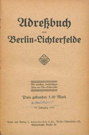 19.1919: Adressbuch von Berlin-Lichterfelde