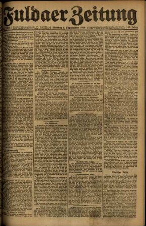 Ausgabe vom Montag, den 01. September 1919.