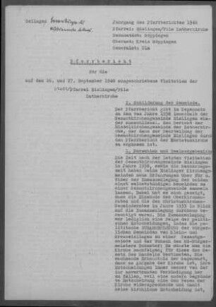 Lutherkirche Eislingen: Pfarrbericht 1948