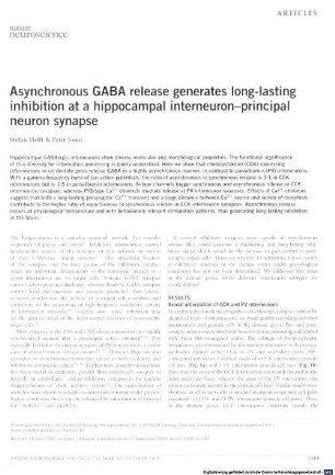 Asynchronous GABA release generates long-lasting inhibition at a hippocampal interneuron-principal neuron synapse