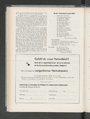 Anmeldung zur Aufnahme als Mitglied im Langenhorner Heimatverein