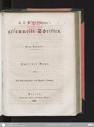 12: E.T.A. Hoffmann's Erzählungen aus seinen letzten Lebensjahren : Theil 2
