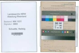 Entnazifizierung Hedwig Schuette , geb. 14.05.1888 ()