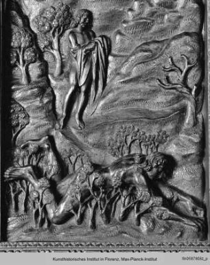 Chorgestühl mit Szenen aus dem Leben des heiligen Benedikt : Der heilige Benedikt wälzt sich in einem Dornbusch, um den Versuchungen zu widerstehen