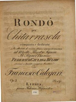 Rondo per chitarra solo : op. 3