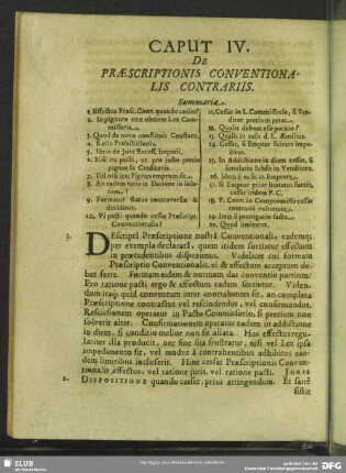 Caput IV. De Praescriptionis Conventionalis Contrariis