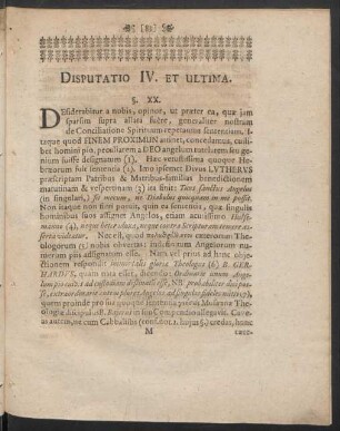 Disputatio IV. Et Ultima
