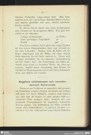 Negative Lichtpausen mit vanadinsaurem Ammoniak