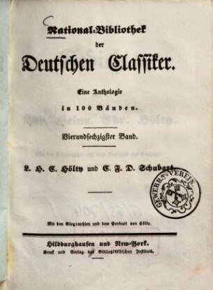 Gedichte von Lud. Heinr. Chr. Hölty : mit der Biogr. und dem Portr. des Dichters