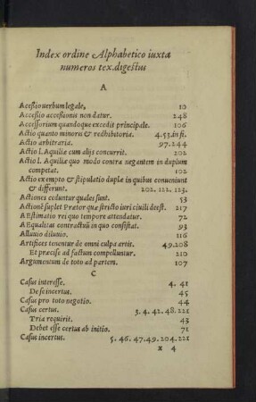 Index ordino alphabetico iuxta numeros tex. digestus.