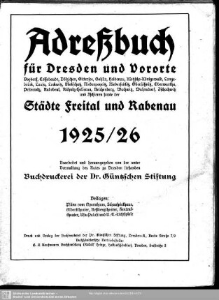 1925/26: Adreßbuch für Dresden und Vororte