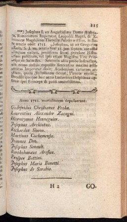 Anno 1712. mortalitatem deposuerunt:[...]