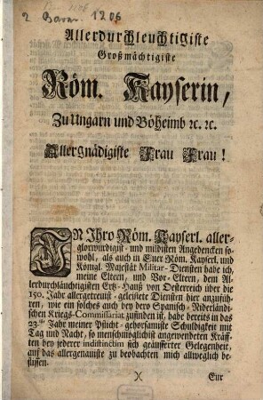 An I. k. k. M. Maria Theresia allerunt. Anlangen und bitten