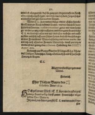 30-33, Chur Pfaltz an Bayrn den 7. Octobris, 17. Octobris Anno 1619