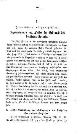 Schwankungen bez. Fehler im Gebrauch der deutschen Sprache