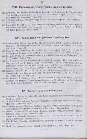 XIII. Catholicismus, Proselytismus, Anti-Jesuitismus.