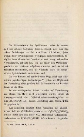 Ueber Carbonsaeuren synthetisch erhaltener Pyridinbasen : Inaug. Diss.