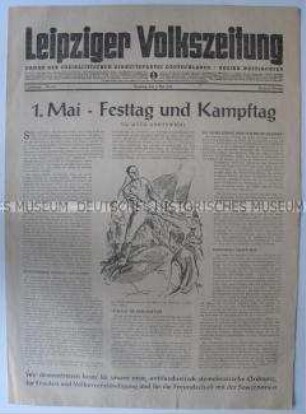 Tageszeitung der SED Westsachsen "Leipziger Volkszeitung" zum 1. Mai
